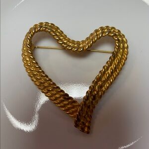 Gold Heart-Shaped Brooch
